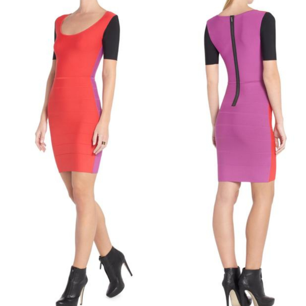 BCBGMaxAzria Finch Short Colorblock Bandage Dress